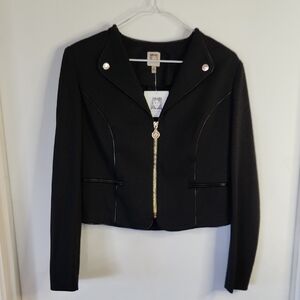 NWT Anne Klein Black Blazer with Gold Zipper